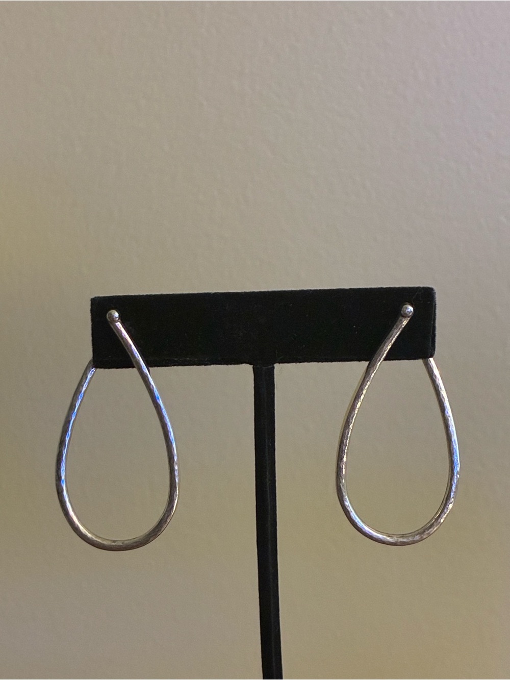Brighton Hammered Teardrop Open Hoop Earrings - Silver-tone